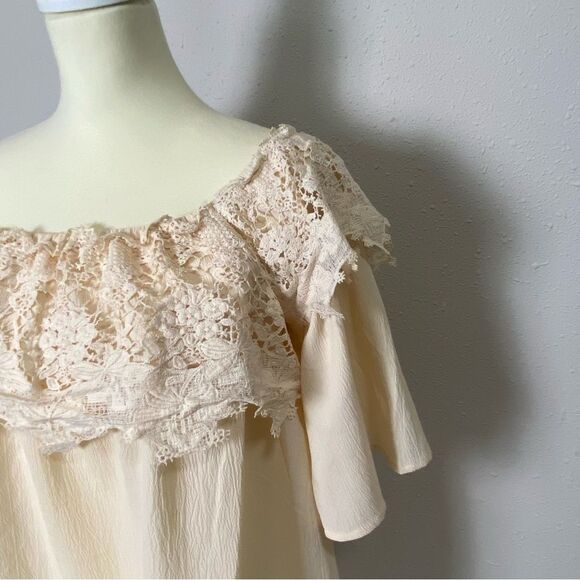 NWT Umgee Crochet Top Lace Short Flutter Sleeve Boho Mini Dress Women's Size S - Picture 8 of 14